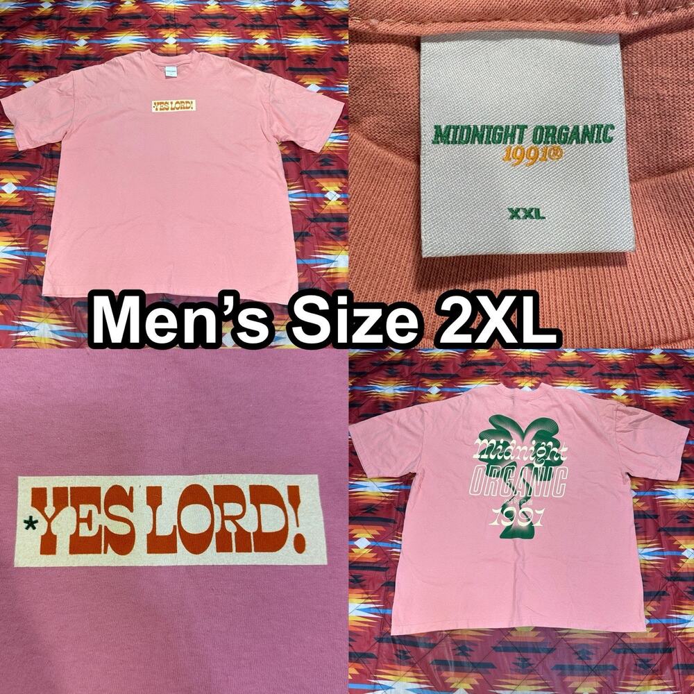 Larry June X Midnight Organic 1991 Yes Lord Pink T-Shirt Men’s Size 2XL